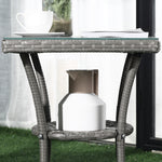 Rattan Bistro Set Garden Chair Table Patio Outdoor | Light Slate Gray