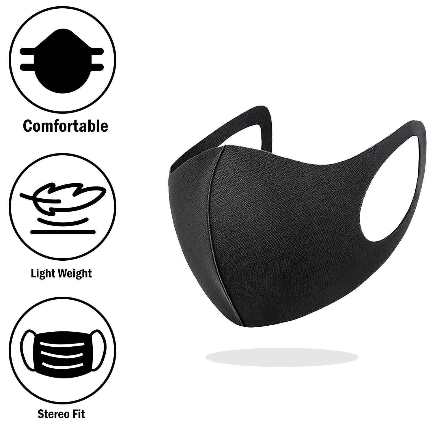 10x Unisex Face Mask Washable, Reusable, Breathable Ear Loops 3d Shapemask,black