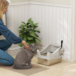 Stainless Steel Cat Litter Box With High Sides, 43 X 33 X 25 Cm | Grey