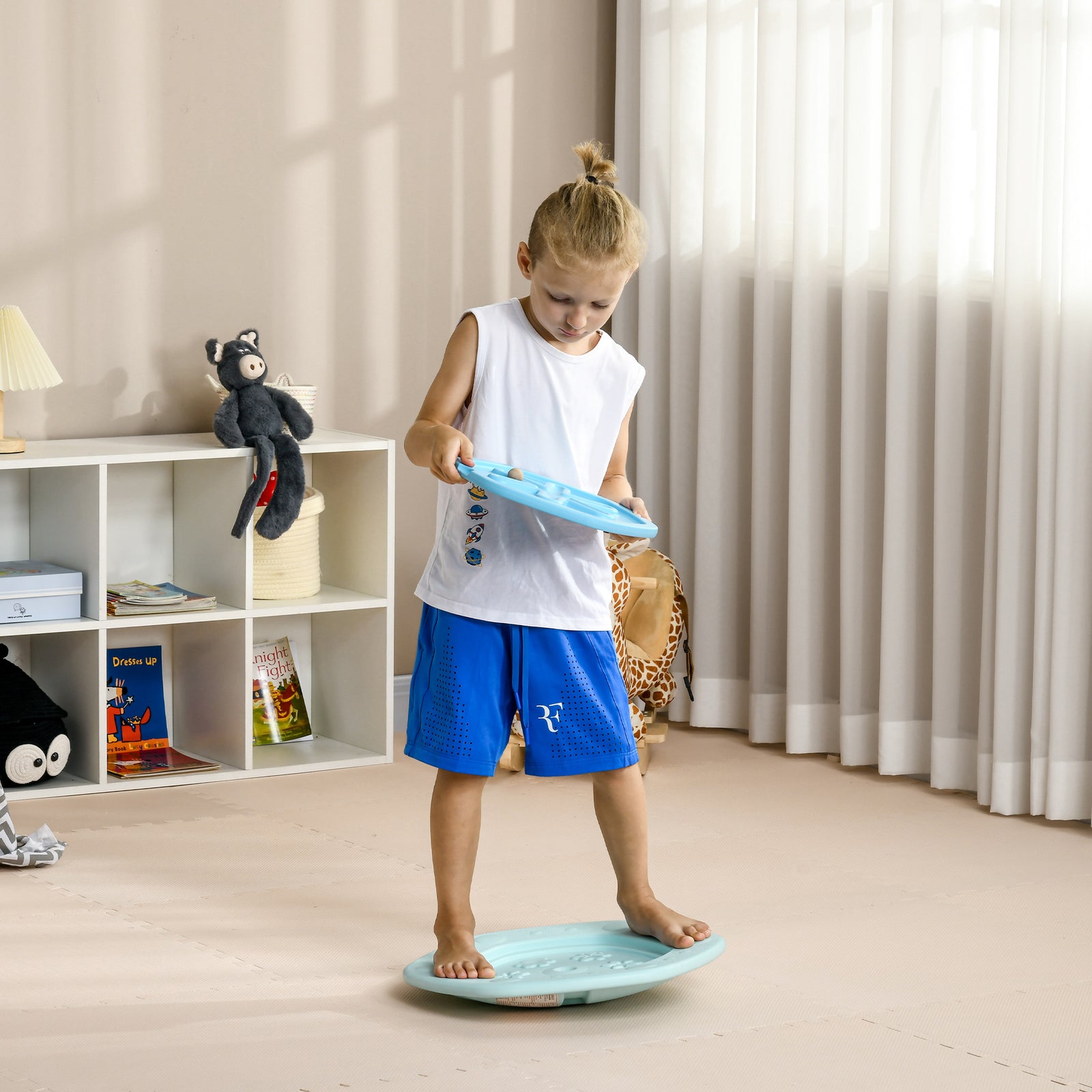 Zonekiz 2 In 1 Balance Board, Kids Wobble Board With Ball - Blue | Blue