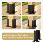 8pcs Fence Post Base Brackets With Screws Metal Rustproof Support Kit | Black