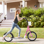 Kids Kick Scooter Teen Ride On Adjustable Children Scooter With Brakes | Pink