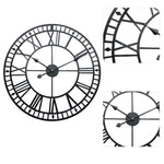 Large Decorative Metal Roman Numeral Skeleton Wall Clock