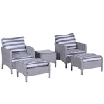 5 Pieces Outdoor Patio Furniture Set Wicker Conversation Set | Charcoal Gray