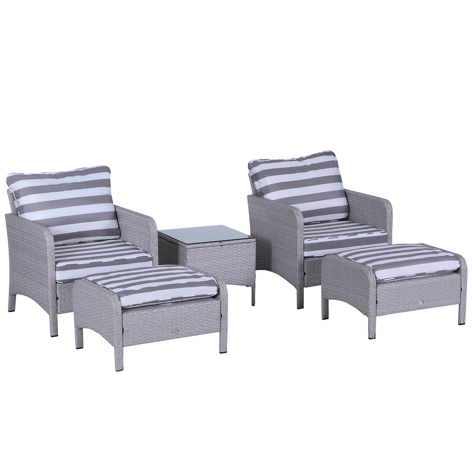 5 Pieces Outdoor Patio Furniture Set Wicker Conversation Set | Charcoal Gray