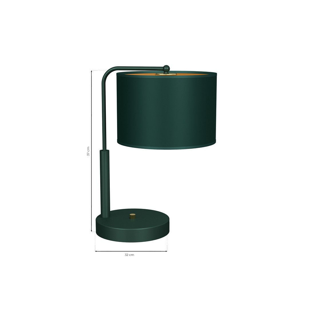 Verde Hand Made Scandi Style Table Lamp In A Rich Green Finish With Gold Accents Holds 1xe27 Led Bulb