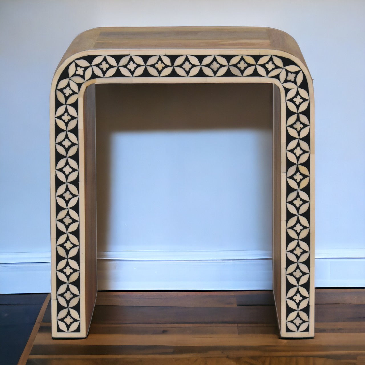 Solid Mango Wood Edessa Bone Inlay End Table