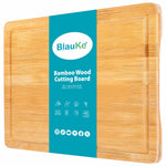 BlauKe Wood Cutting Board For Kitchen - 38x25cm Large Bamboo Cutting Board With Juice Groove And Handles - Wooden Chopping Board