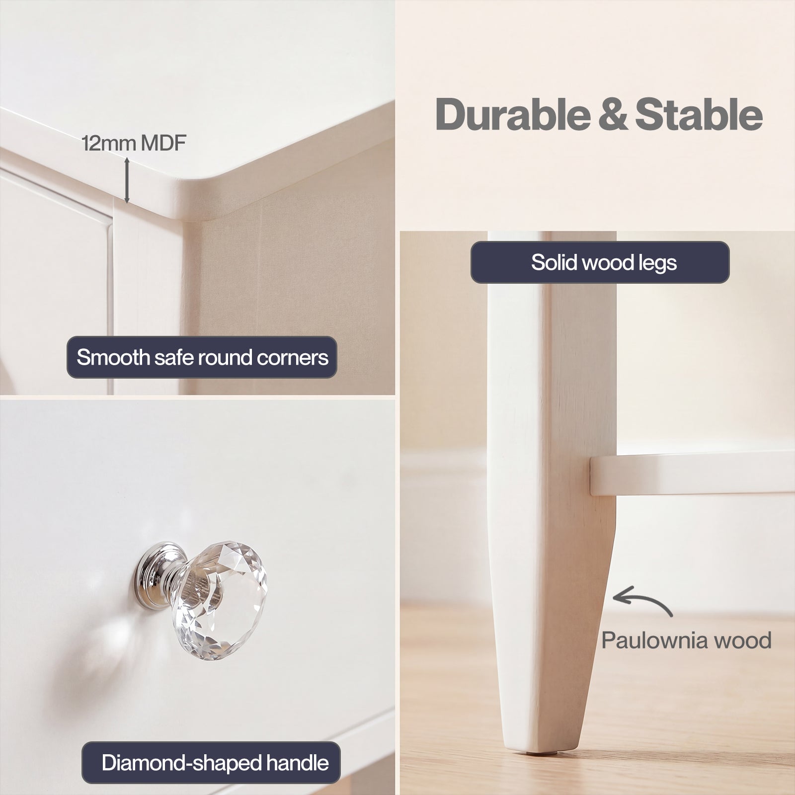 Levede Bedside Table Narrow Modern End Table Drawer & Shelf Bedroom White