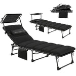 Folding Sun Lounger, Sun Bed With Canopy | Black