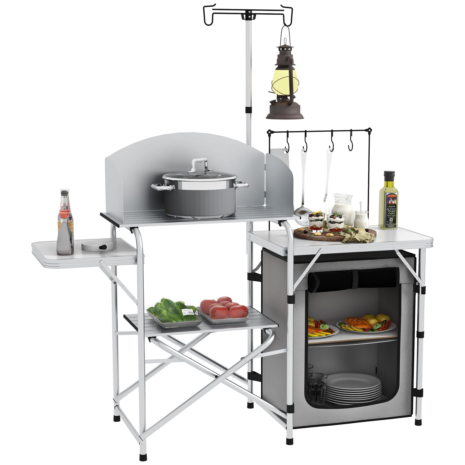 Folding Camping Kitchen W/ Windshield Portable Camping