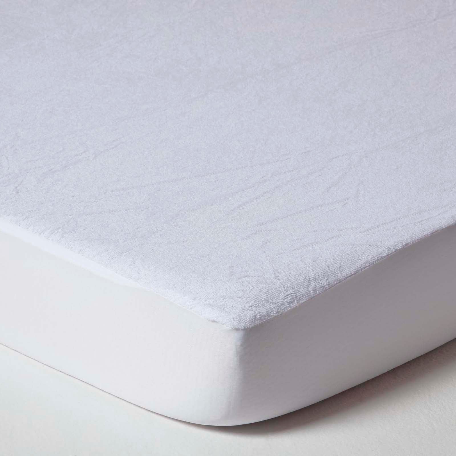 Cot Bed Terry Towelling Waterproof Mattress Protector, Pack Of 2 | 70 x 140cm | White
