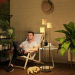 3-light Solar Rattan Floor Lamp W/ Shelf, Auto On/off