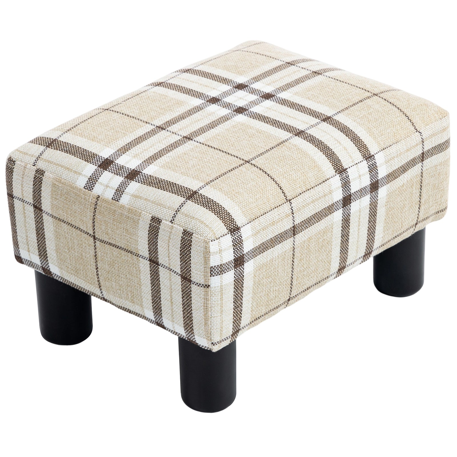 Chic Linen Fabric Foot Stool Ottoman Cube With Legs | Multi Colour