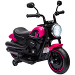 6v Electric Motorbike With Training Wheels, One-button Start | Pink