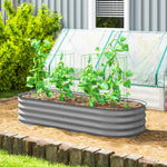 Galvanised Raised Garden Bed Planter Box With Safety Edging | Silver