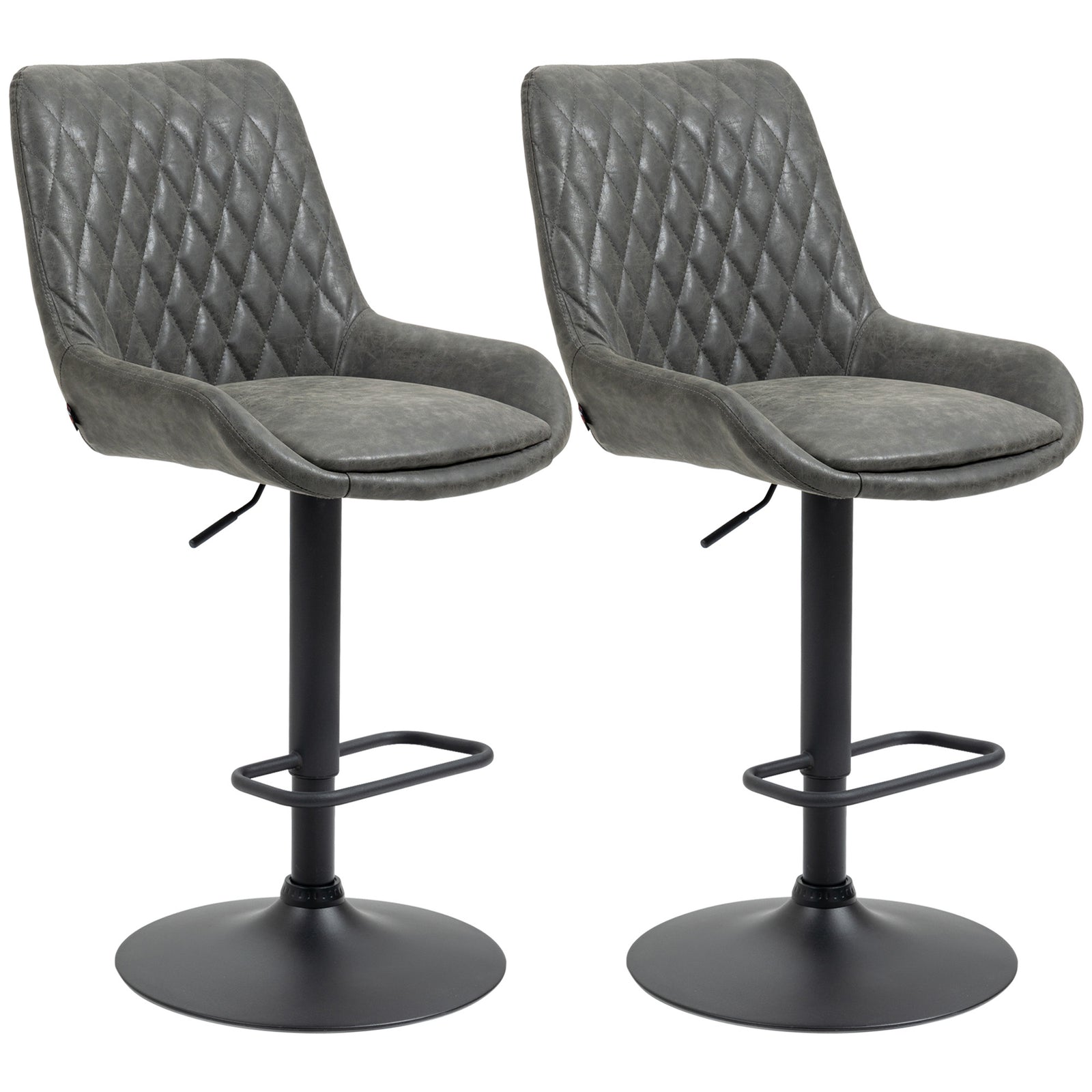Adjustable Bar Chairs 360° Swivel Kitchen | Dark Gray
