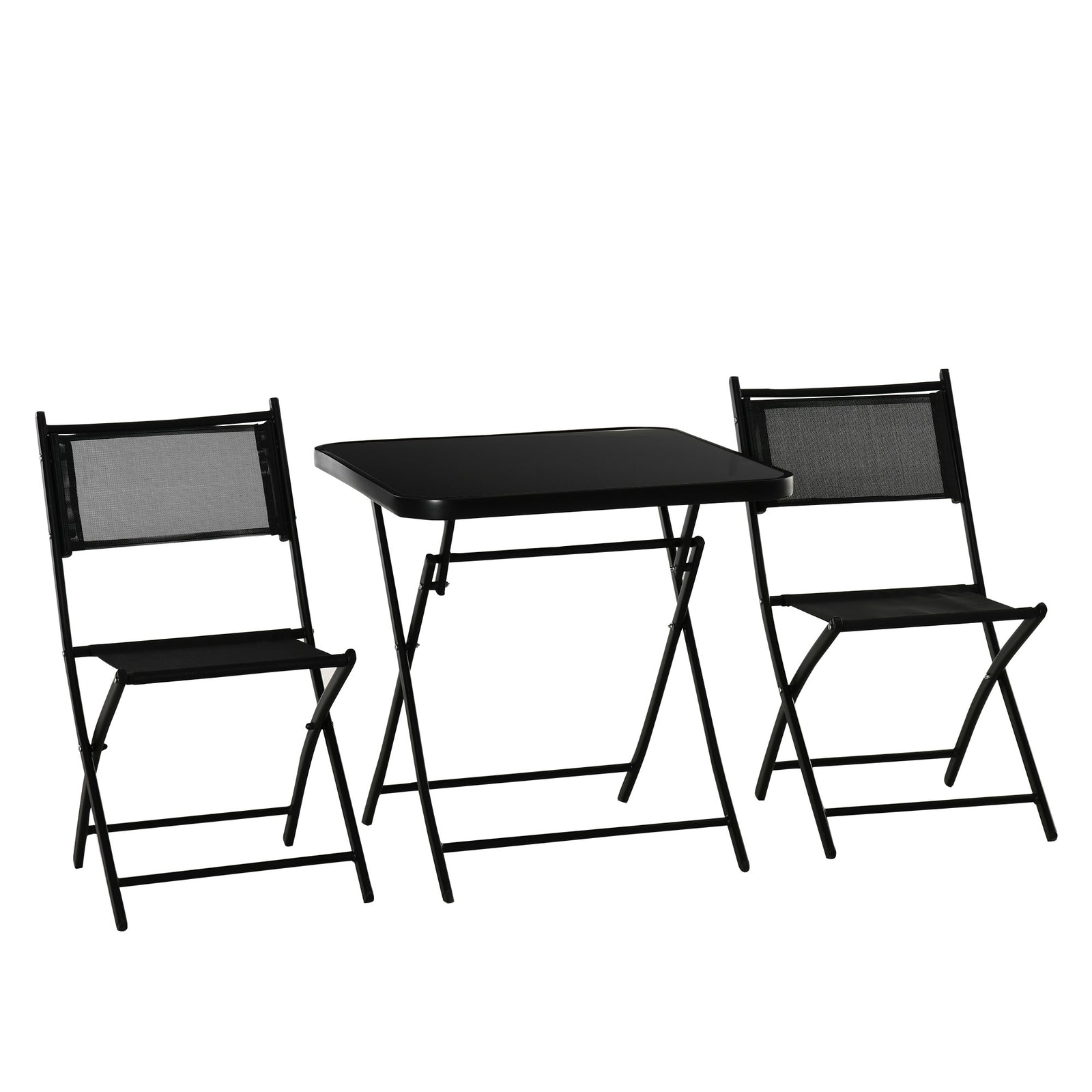 3pcs Garden Bistro Set Folding Table 2 Chairs