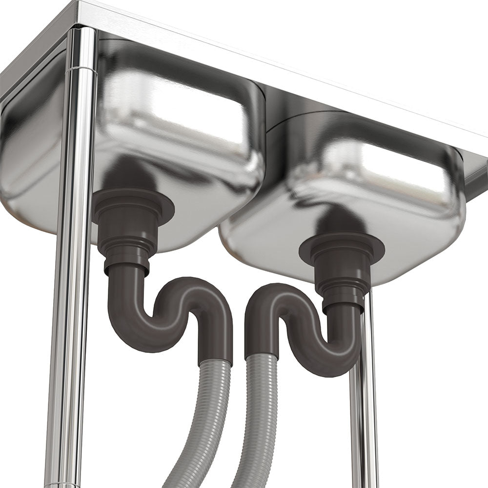 71cm W X 39cm D X 80cm H Two Compartment Stainless Steel Sink With Shelf