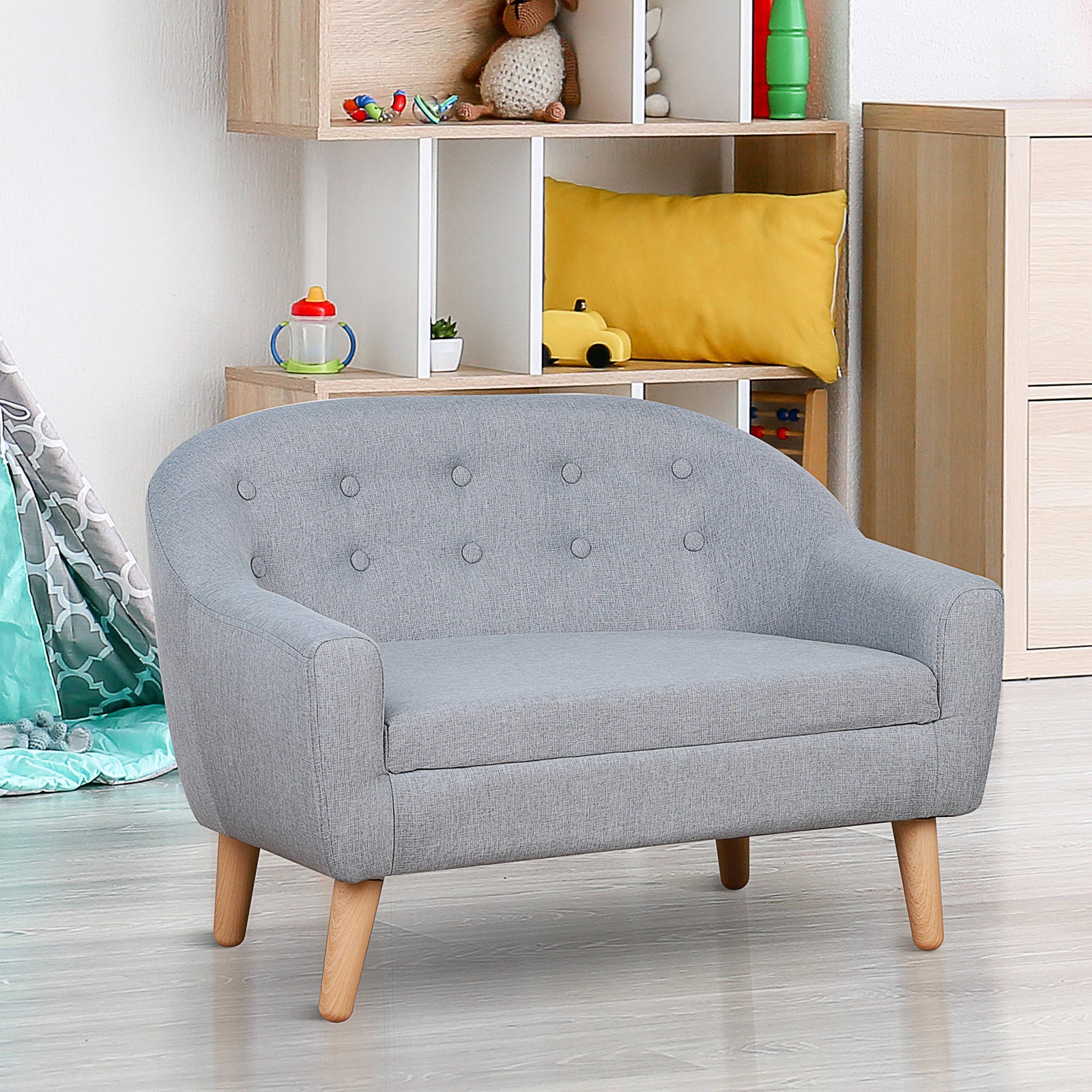 Kids Mini Sofa Children Armchair Seating Bedroom Playroom Furniture Grey