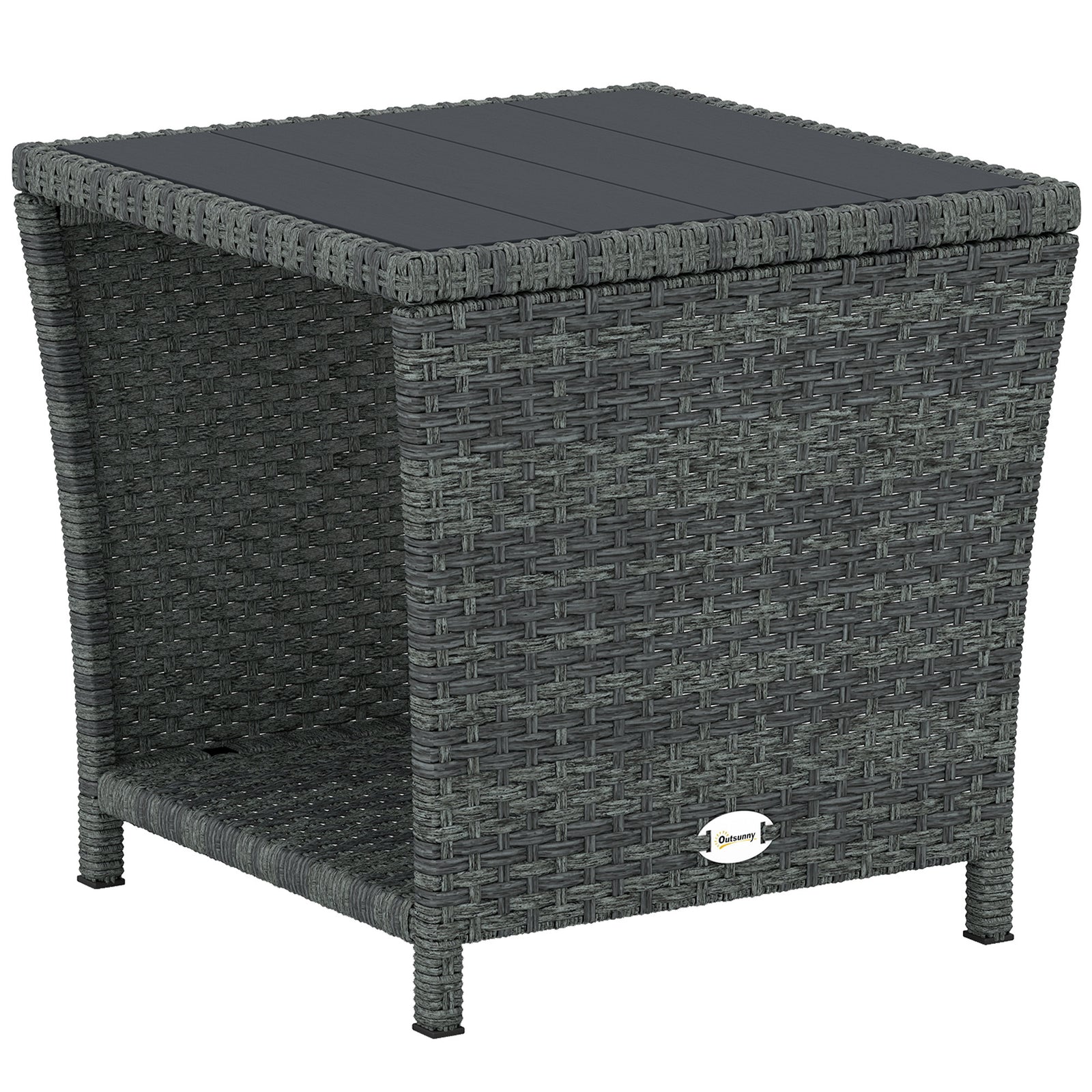 Side Table 2-tier With Storage Shelf | Grey