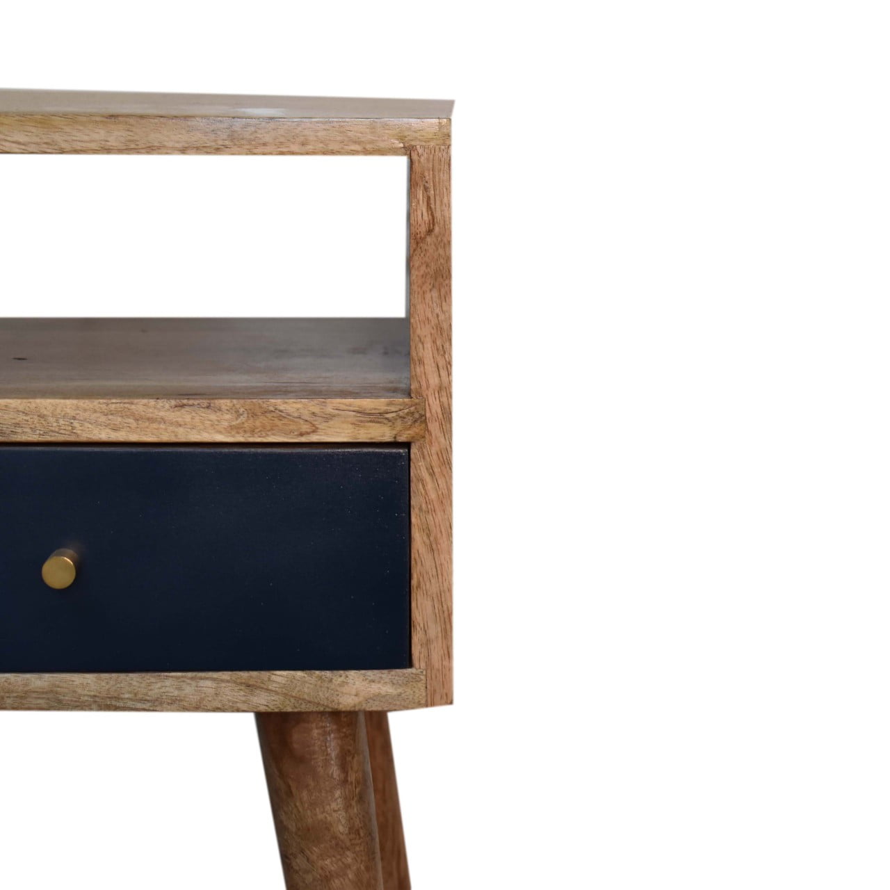 Solid Wood Mini Navy Blue Hand Painted Bedside