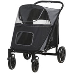 Foldable Dog Carriage W/ Universal Wheels, Shock Absorber | Black