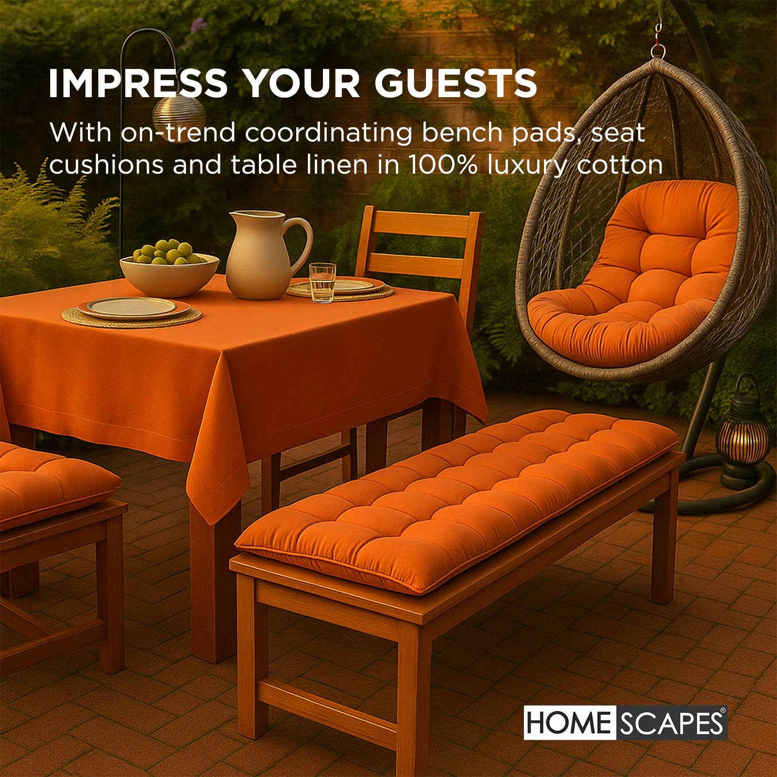 Luxury Garden Round Egg Chair Swing Cushion, 80 X 120 Cm | One Size | Orange