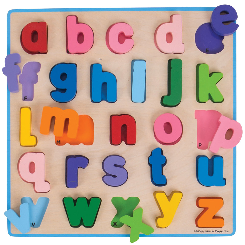Wooden Lowercase Abc Puzzle, Includes 26 Chunky Letters