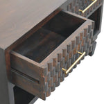 Cadiz Carved Shoe Storage Bench, 2 Drawers, 1 Open Slot, Dark Brown