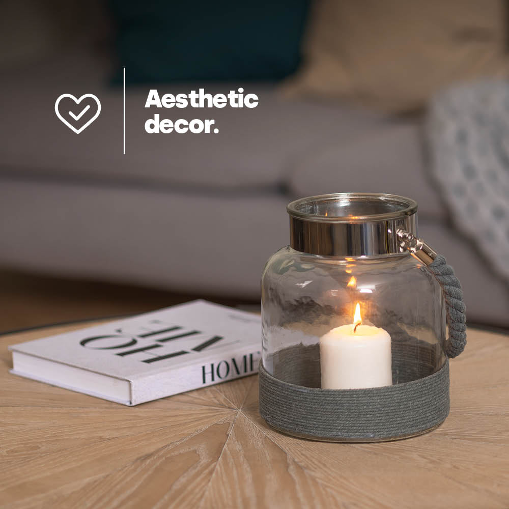 Hurricane Glass Lantern - Grey