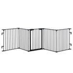 Pet Safety Gate 5 Panels Playpen Metal Fence W/ Walk Through Door | Black