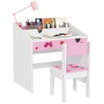 Aiyaplay Children Study Table And Chair W/ Storage, Pull-out Drawer | Pink