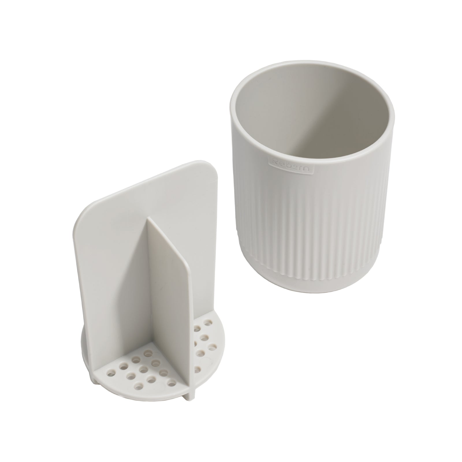 Recycled Toothbrush Holder - Three compartments - Easy to clear removable parts - Made in the UK | Stone