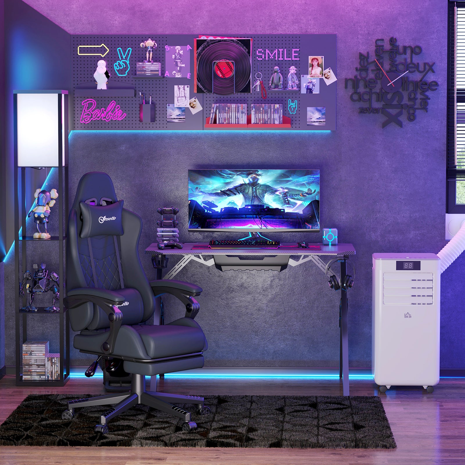 Faux Leather Gaming Chair W/ Arm | Black