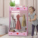 Kids Clothes Rail, Dress Up Rail W/ 2 Storage Shelves, 70 X 37 X 103cm | Hot Pink