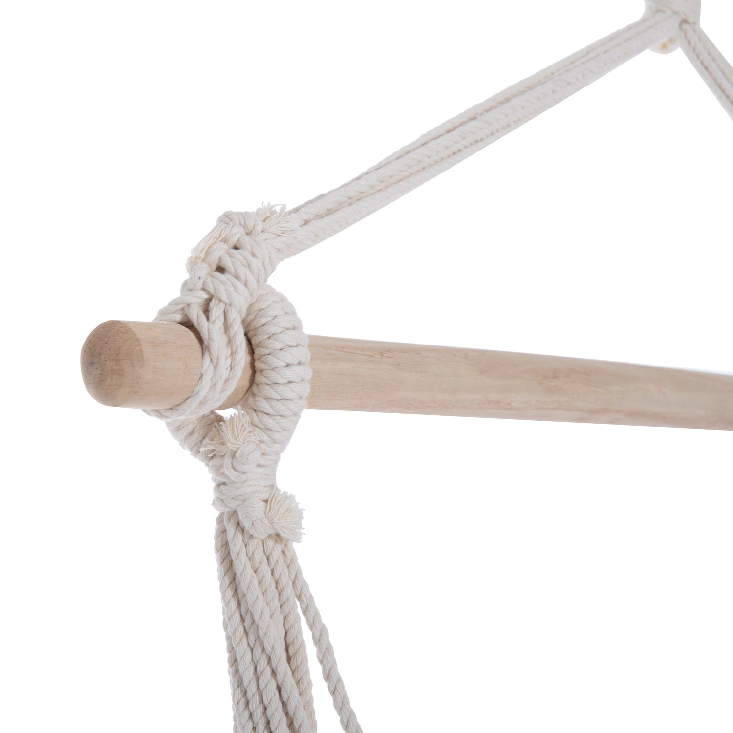 Portable Hanging Chair With Cotton Rope Wooden Support Bar | Red