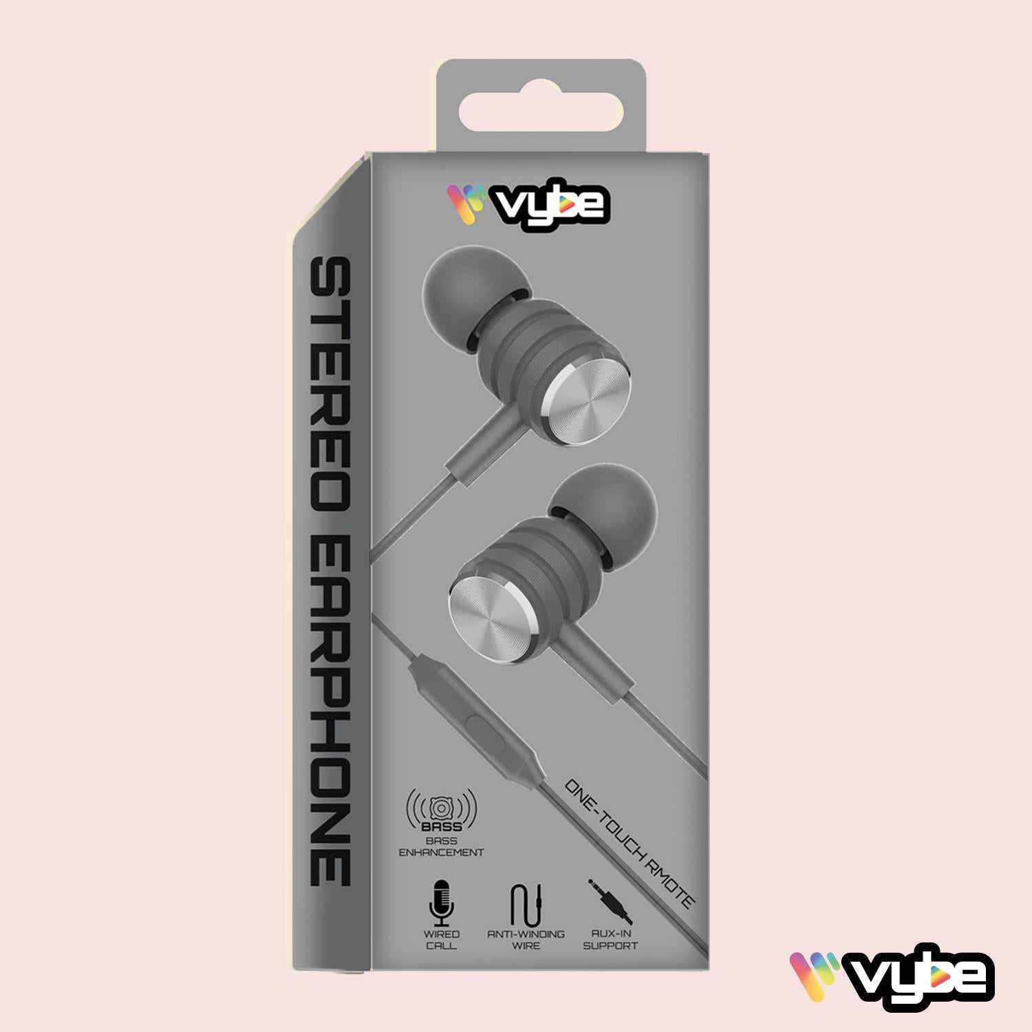 Bass Enhancement One-touch Remote, Stereo Earphones | Gray