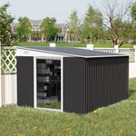 11.3x9.2ft Lean-to Metal Shed, Black