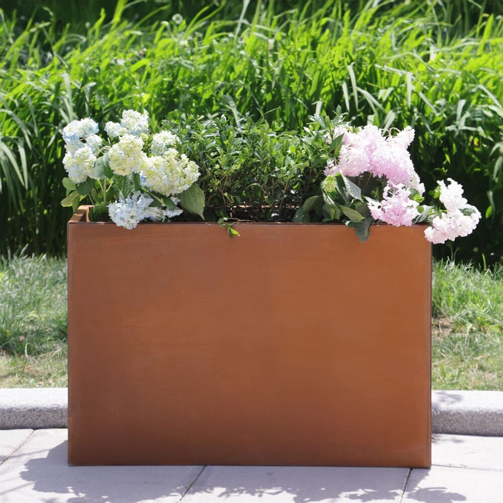 Long Corten Steel Long Tall Trough Metal Planter - Pre Rusted | 80cm x 25cm x 60cm | Brown