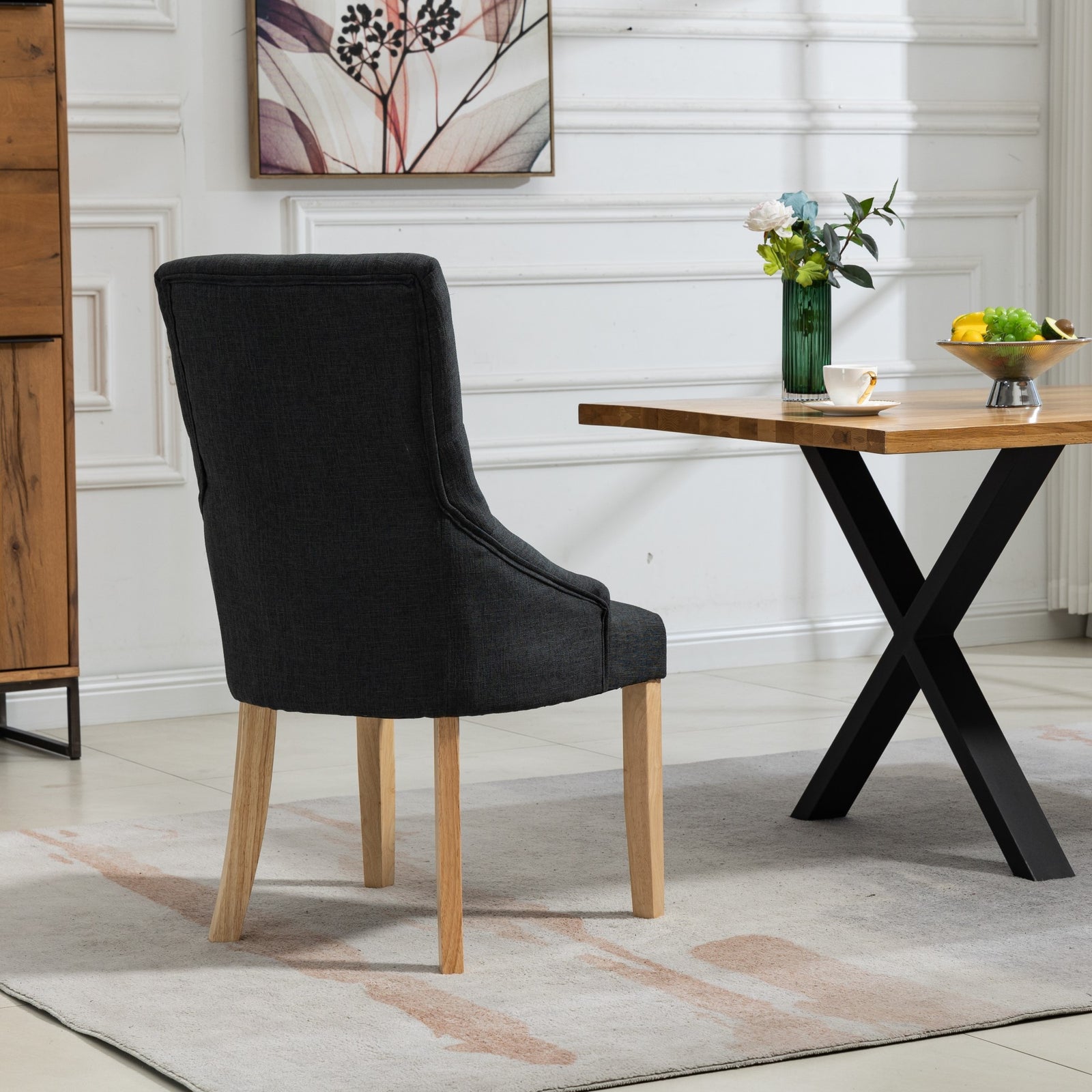 Set Of 2 Ravenna Fabric Dining Chairs | Black