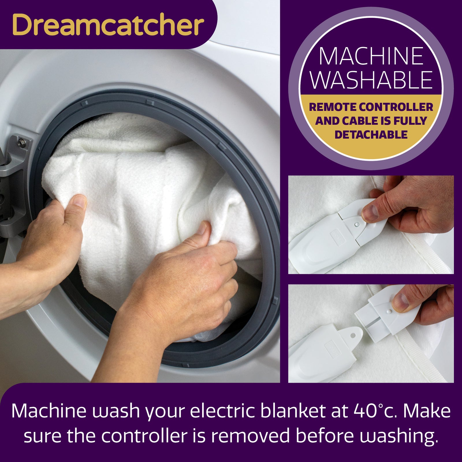 Electric Blanket Heated Fully Fitted Underblanket 3 Heat Settings, Machine Washable | Super King | White