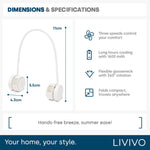 Livivo Portable Neck Fan Rechargeable 3 Speed Cooling Fan White
