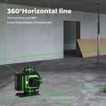 Laser Level 4d 16 Line 360° Green Self -leveling With Remote Tripod | Green