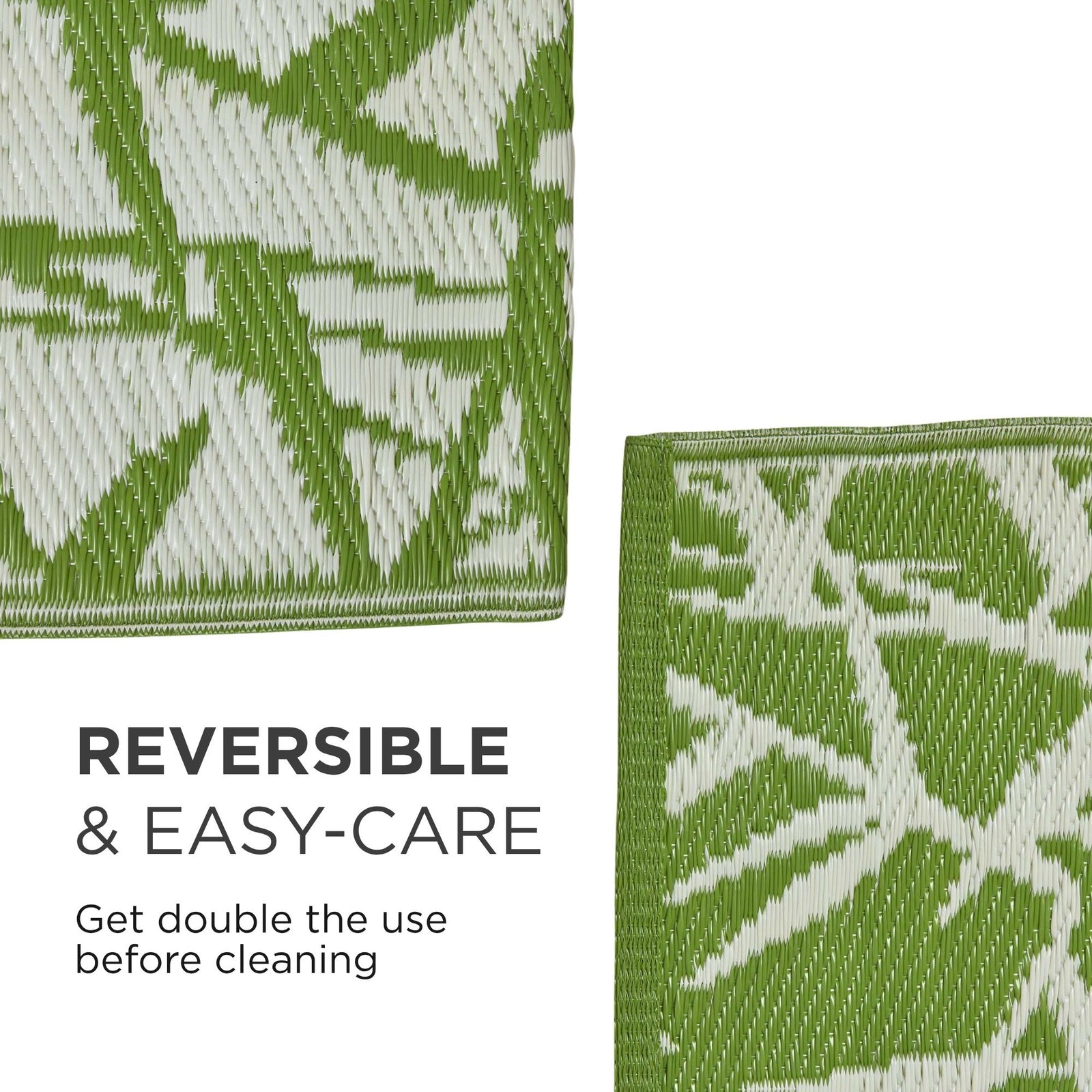 Luxury Outdoor Rug Waterproof Reversible For Garden Patio 100% Recycled, Green Zena Tropical | 180cm x 270cm | Green