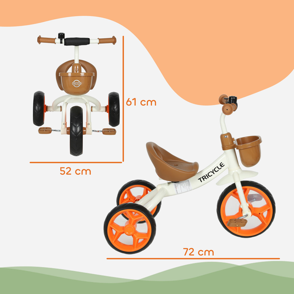 AIYAPLAY Toddler Tricycle With Front Basket For Ages 2-5 Years Boys And Girls