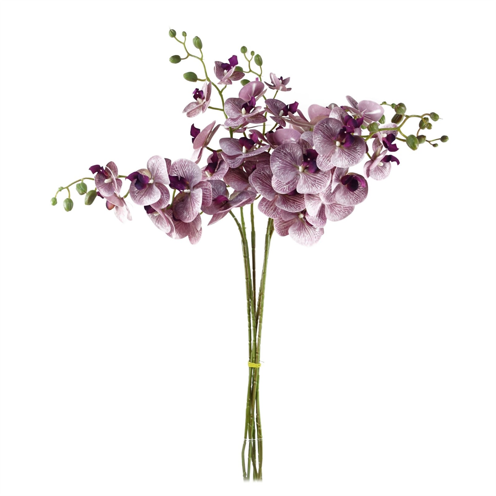 Pack Of 6 X 100cm Artificial Phalaenopsis Orchid Purple Stem - 42 Flowers