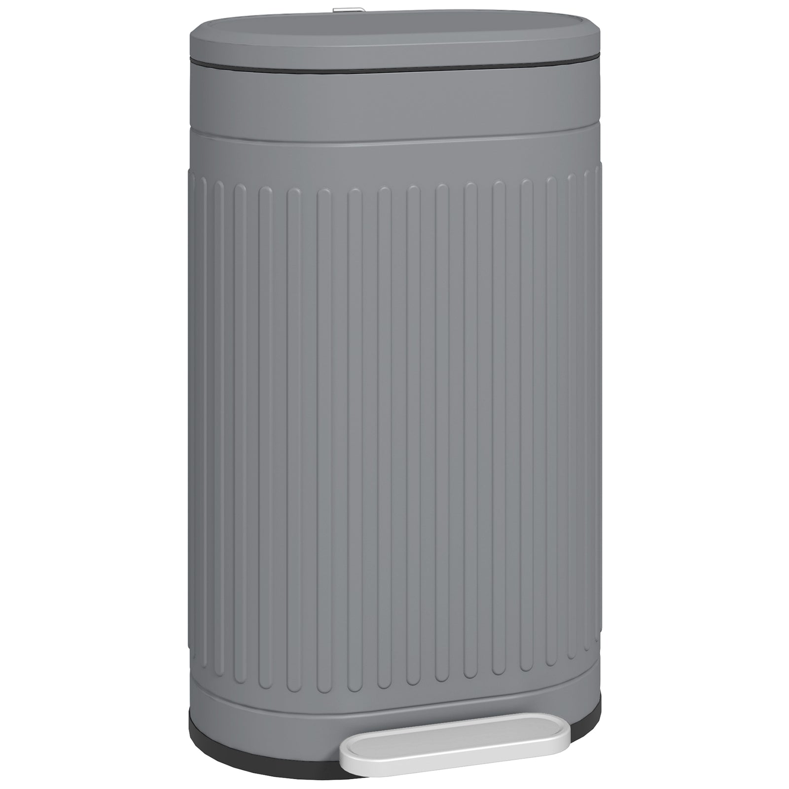 HOMCOM 30l Pedal Bin, Metal Kitchen Bin With Soft-close Lid, Grey