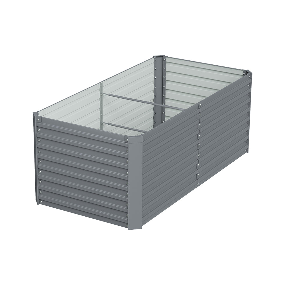 Rectangular Raised Garden Bed – Durable Steel Raised Planter With Safe Edges,160cm W X 80cm D X 60cm H,3 Support Bars | Grey