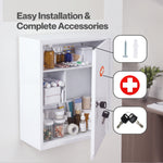 Medicine Storage Box,lockable 3-tier Wall Cabinet,alloy Steel,white
